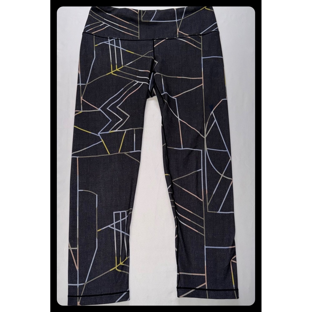 Prana Leggings Women XS Black Geometric Crop Yoga Pants Activewear